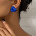 bold blue knot stud earrings