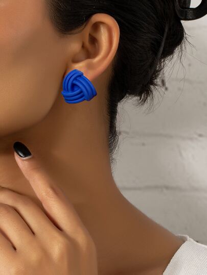 bold blue knot stud earrings