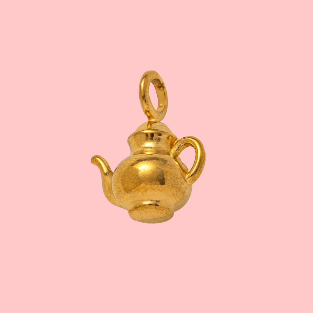 golden teapot charm pendant