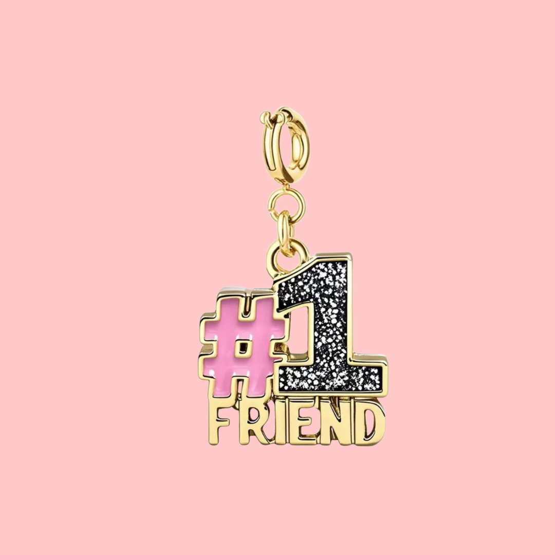 #1 friend enamel charm