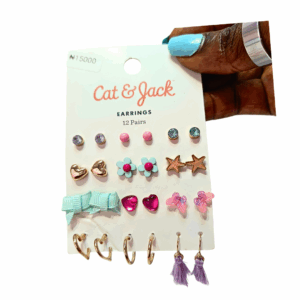 cat & jack 12 pair girls’ earrings set – fun & colorful mix