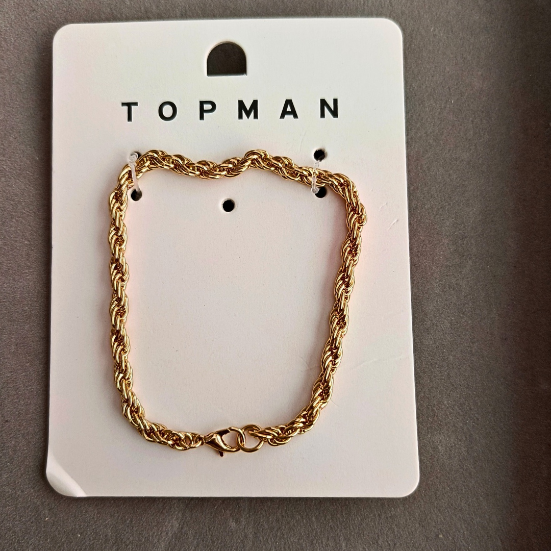 gold tone rope chain bracelet