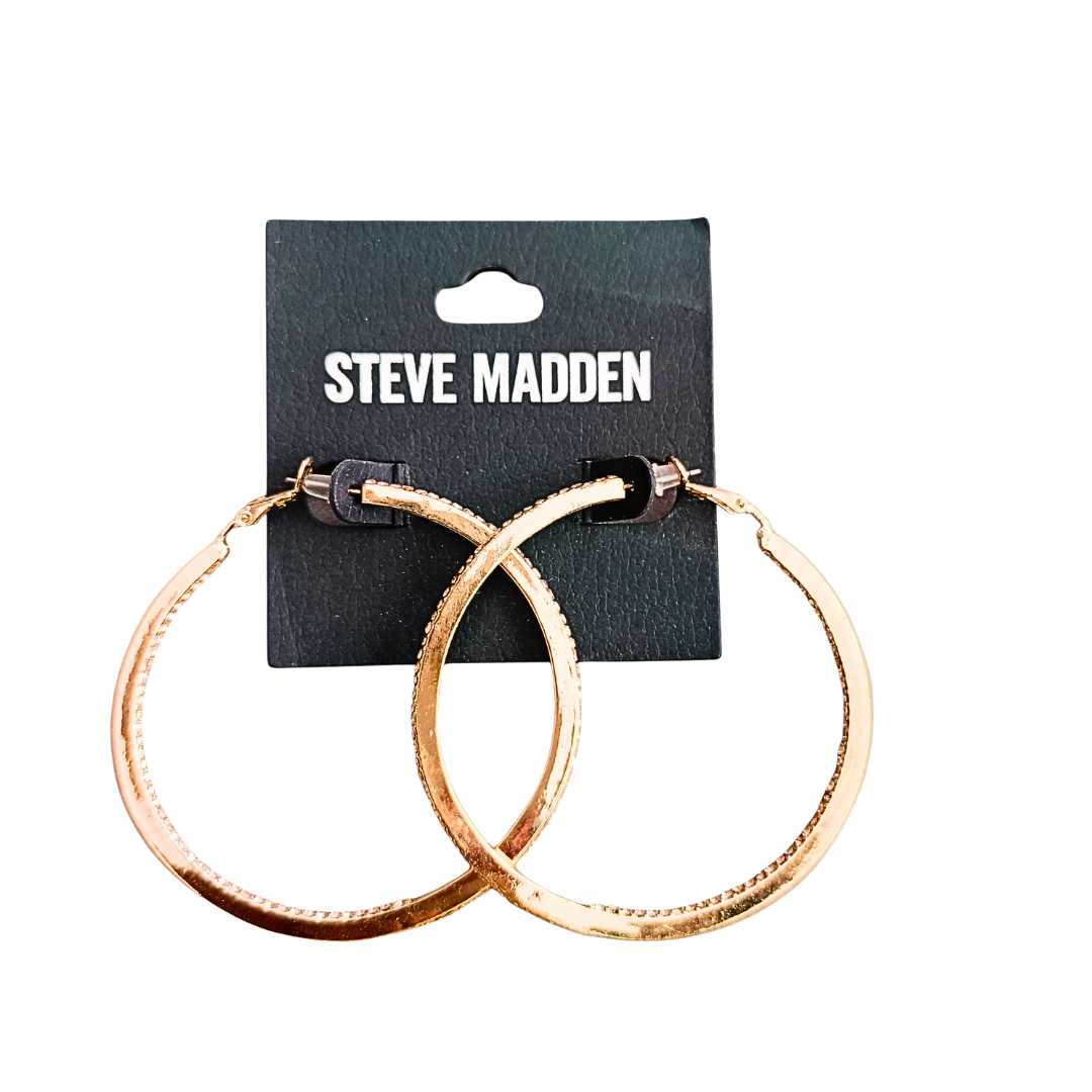 gold tone textured hoop earrings