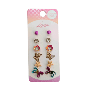 6 pair fun stud earring set – titanium posts