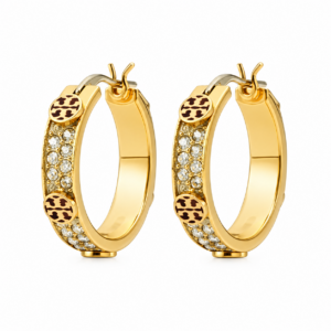 Tory Burch Crystal-Embellished Gold Hoop Earrings