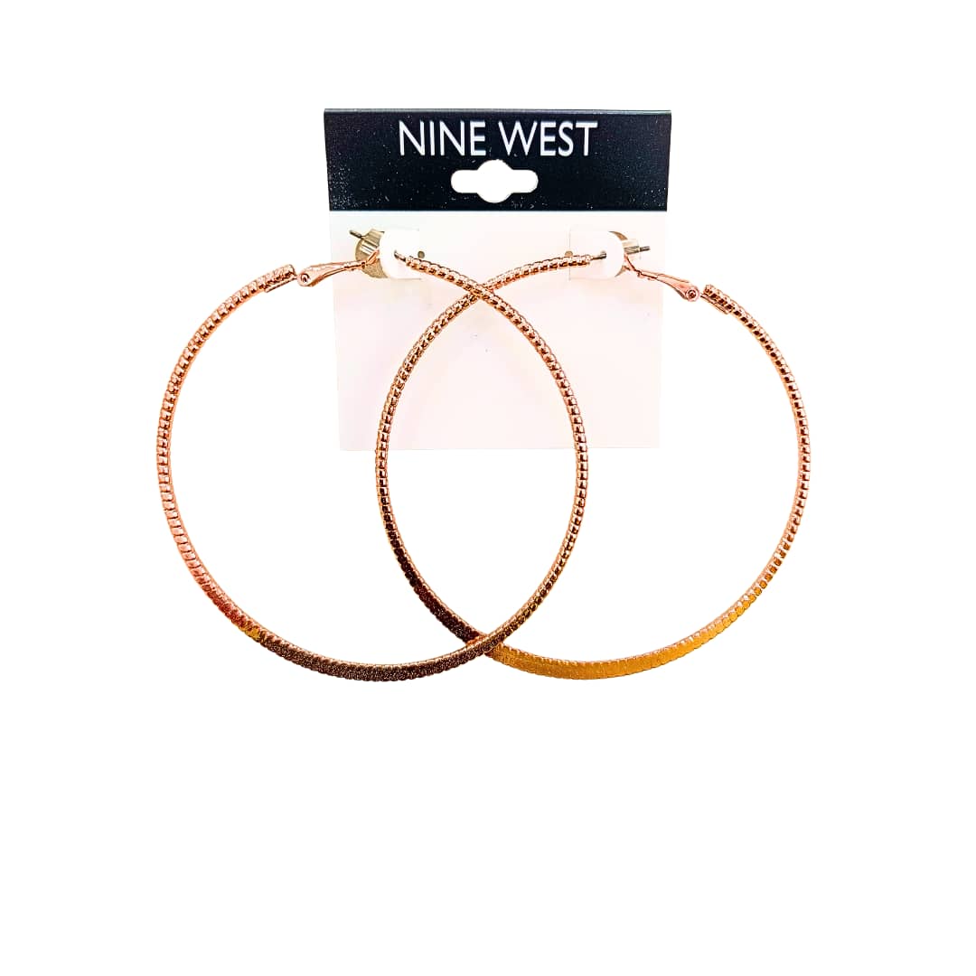 classic rose gold textured hoop earrings