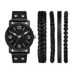 men’s black watch & bracelet gift set