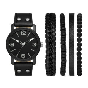 men’s black watch & bracelet gift set