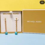 gold tone chain drop earrings with turquoise beads