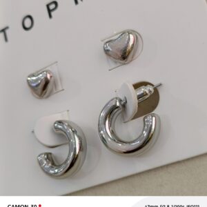 topman silver tone heart stud & chunky hoop earring set