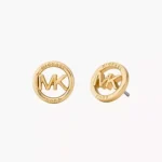 luxury logo stud earrings & heart accent bangle set