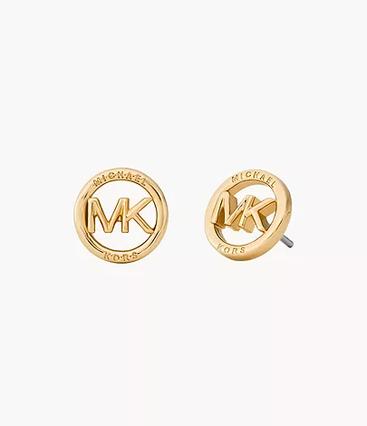 luxury logo stud earrings & heart accent bangle set