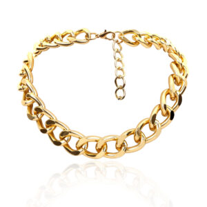 chunky gold tone curb chain bracelet