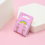 rainbow & unicorn enamel stud earrings – 3 pair set