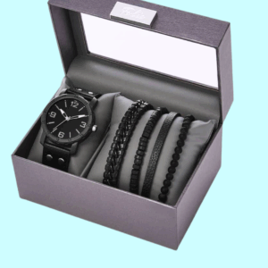 men’s black watch & bracelet gift set