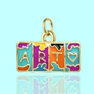 multicolor “art” enamel charm pendant – gold tone
