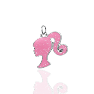 💗 glam pink silhouette charm pendant – silver edition
