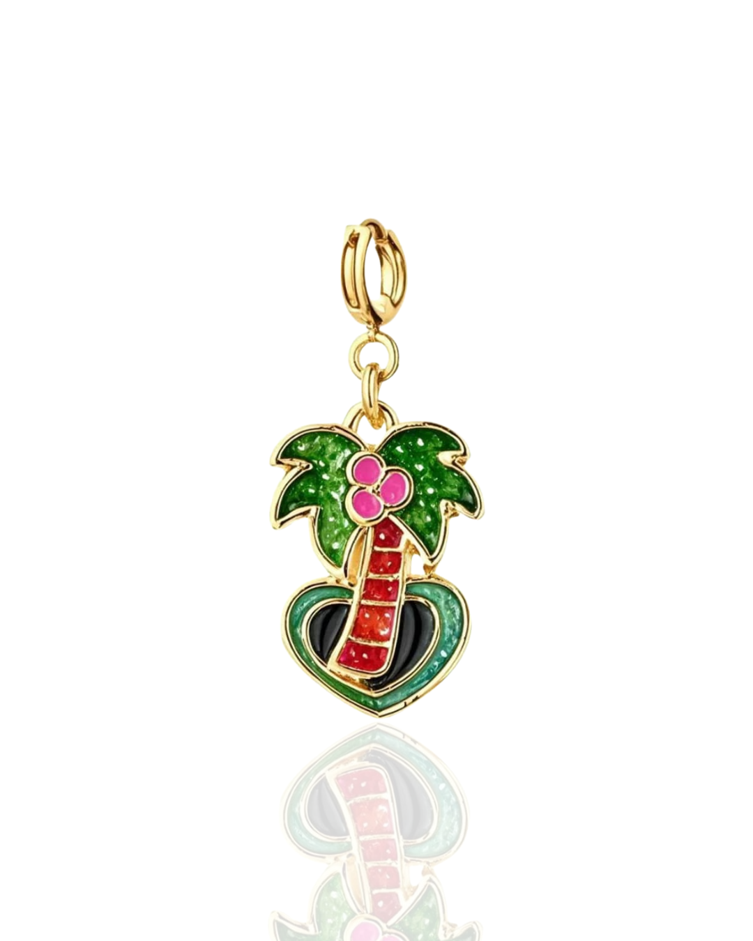 🌴 tropical palm tree heart charm pendant