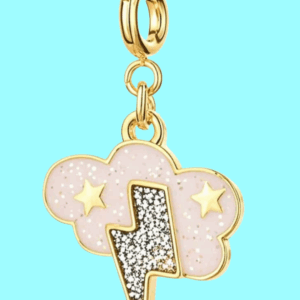 rainbow smiling flower charm pendant – glitter enamel