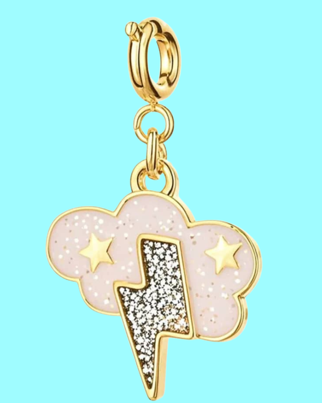 rainbow smiling flower charm pendant – glitter enamel