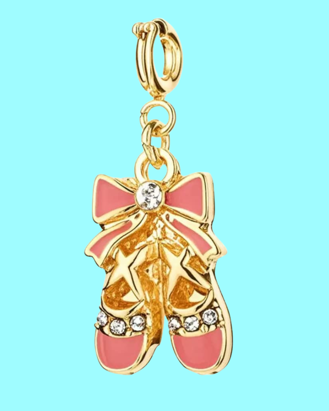 gold bow charm pendant with crystal accent