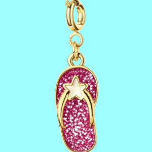 pink glitter flip flop charm pendant – gold finish