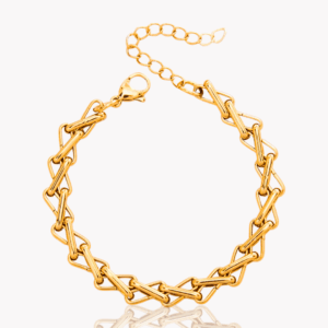modern geometric gold link bracelet