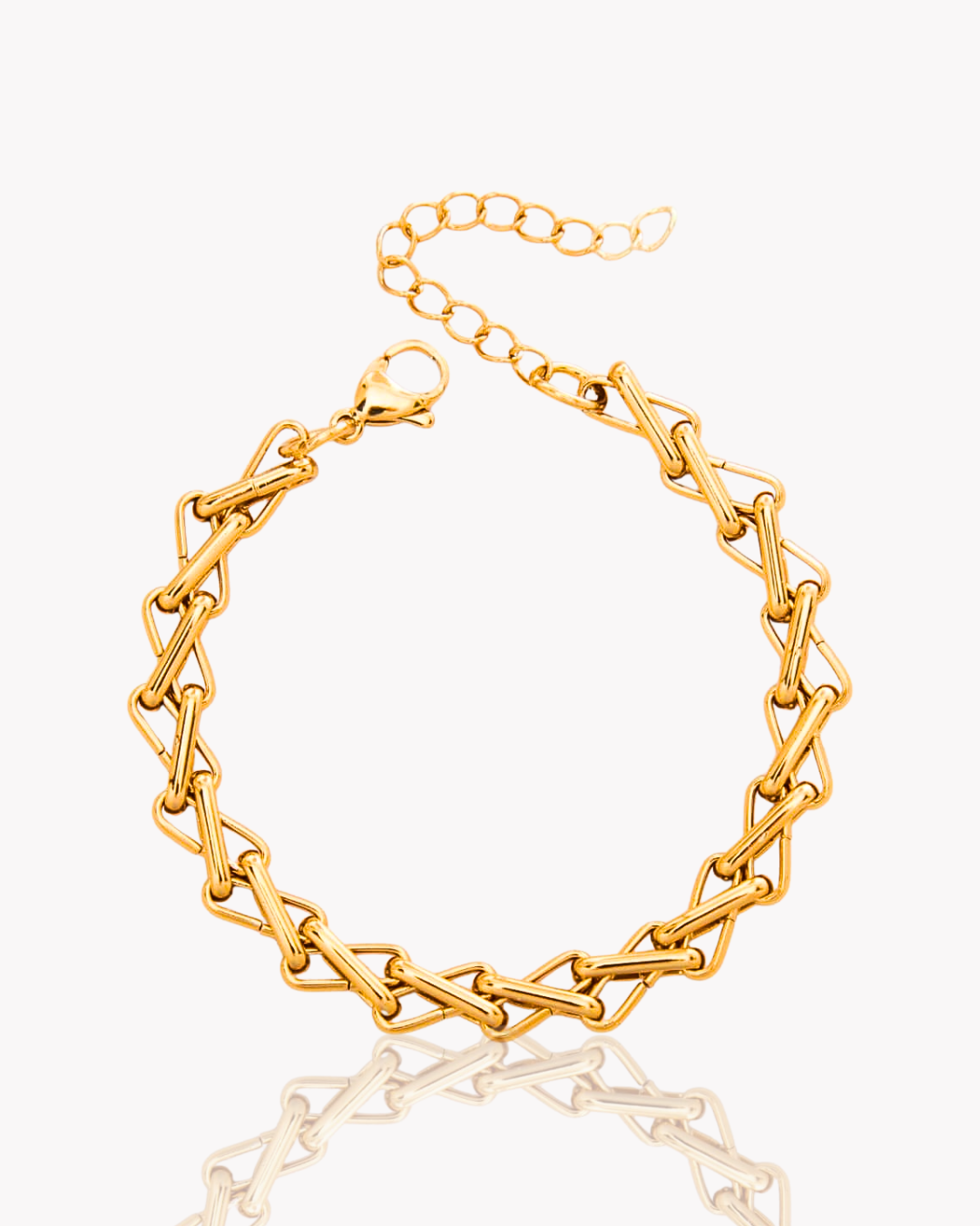 modern geometric gold link bracelet