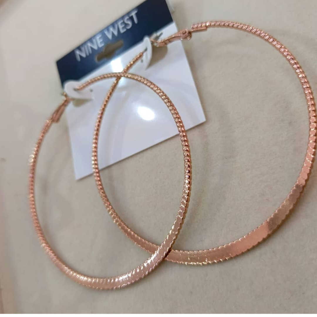 classic rose gold textured hoop earrings