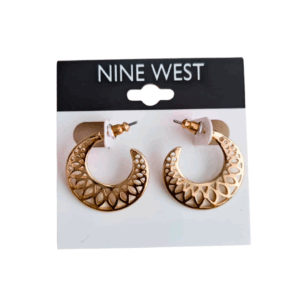 textured gold tone crescent hoop earrings