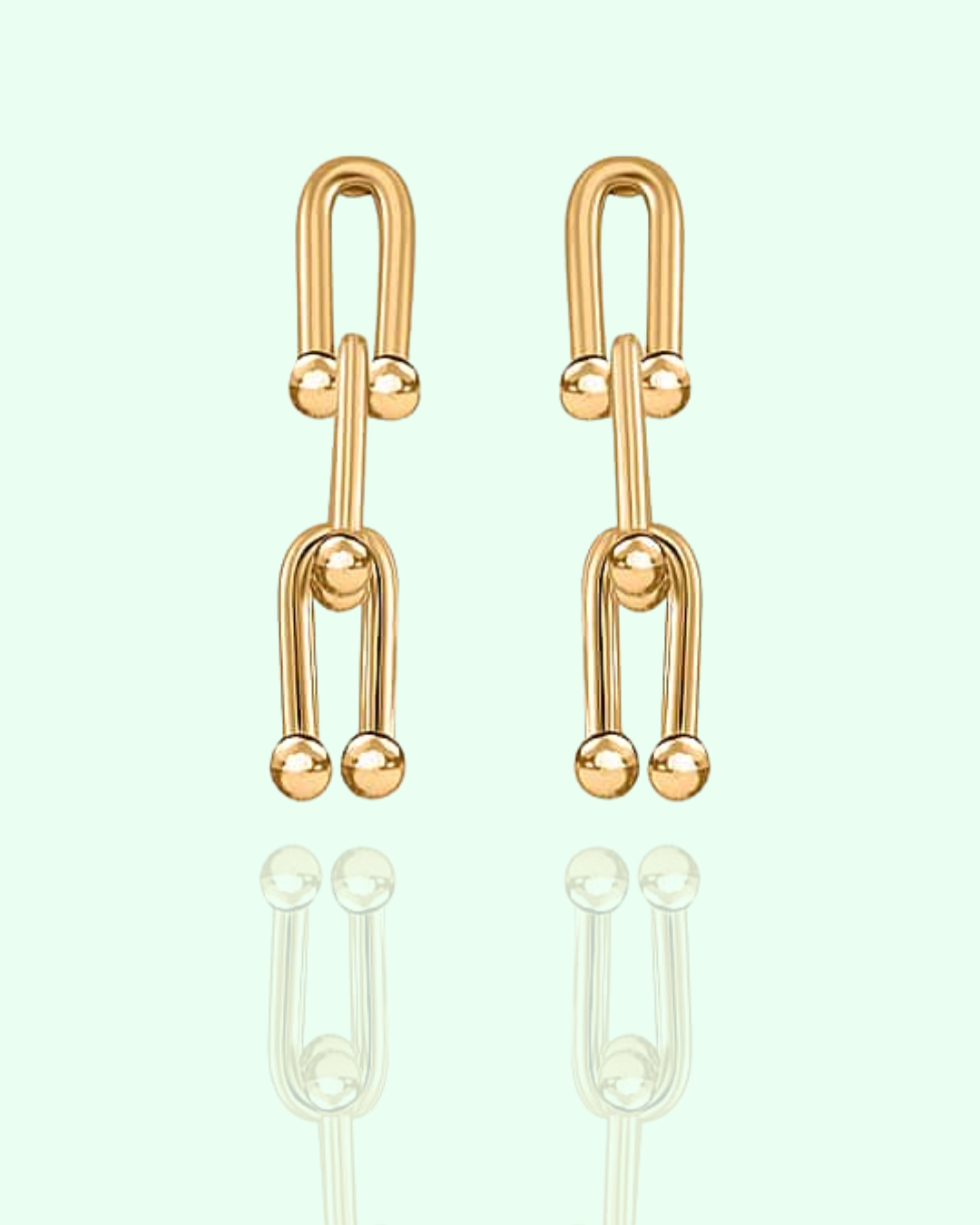 u shaped chain link earrings gold.