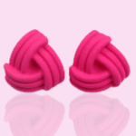 vivid pink knot stud earrings