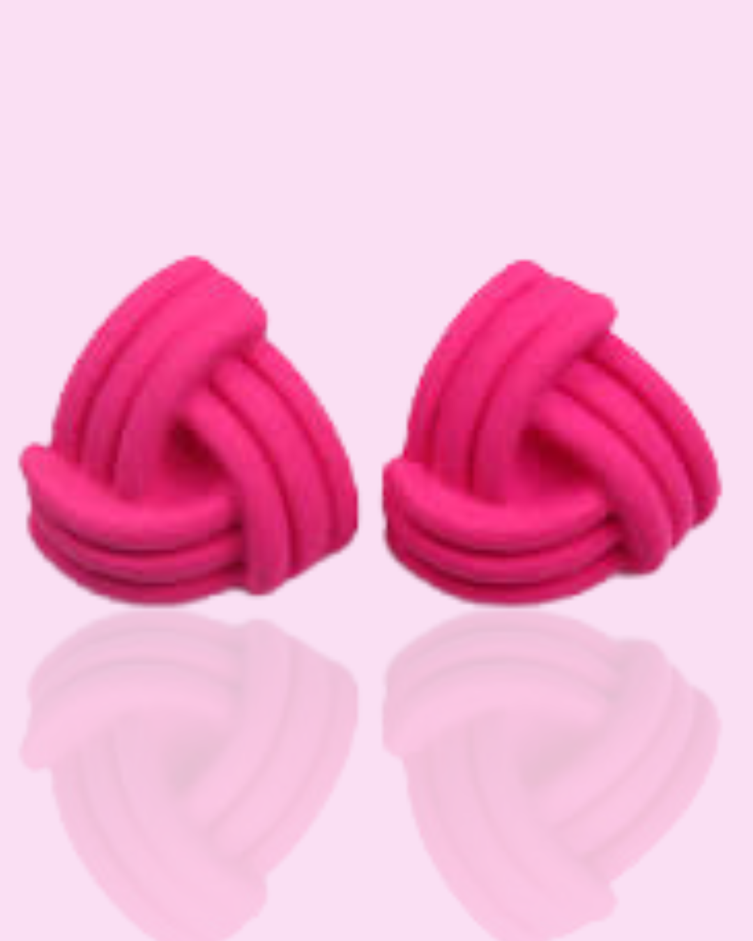 vivid pink knot stud earrings