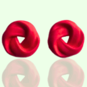 crimson red twist stud earrings