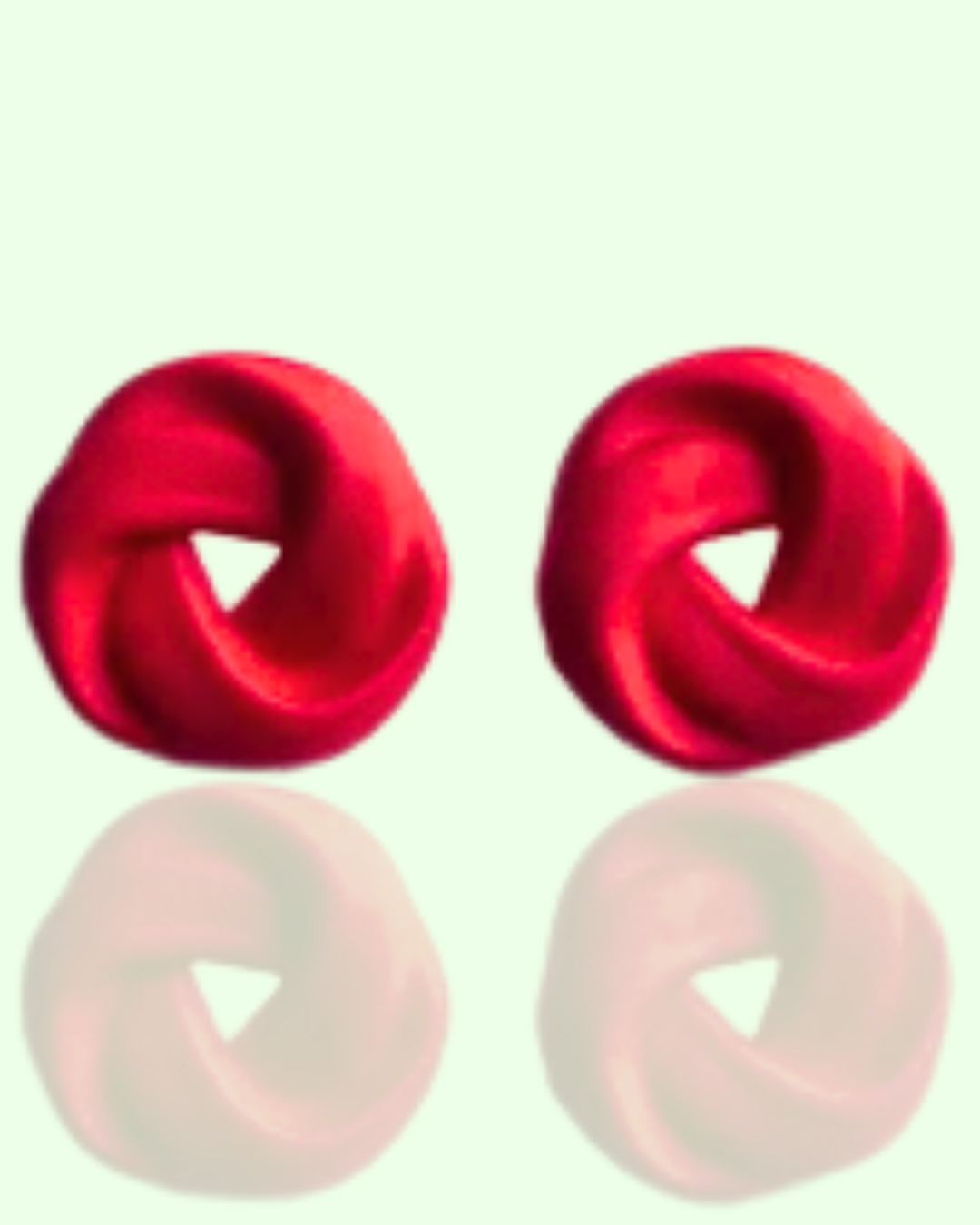 crimson red twist stud earrings