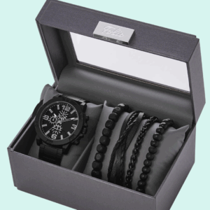 men’s black watch & bracelet gift set