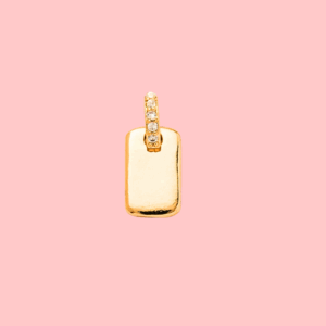 gold rectangle pendant with crystal studded bail