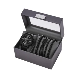 men’s black watch & bracelet gift set