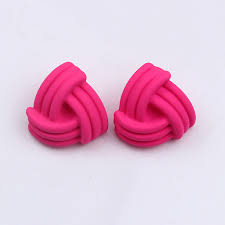 vivid pink knot stud earrings
