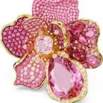 pink crystal floral statement ring