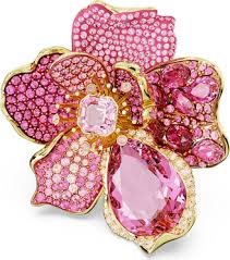 pink crystal floral statement ring