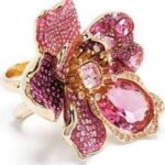 pink crystal floral statement ring