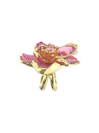 pink crystal floral statement ring