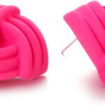 vivid pink knot stud earrings