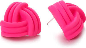 vivid pink knot stud earrings