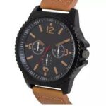 men’s black chronograph watch & skull beaded bracelet set