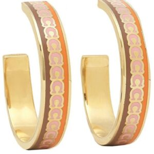coach signature enamel hoop earrings in a colorblock design