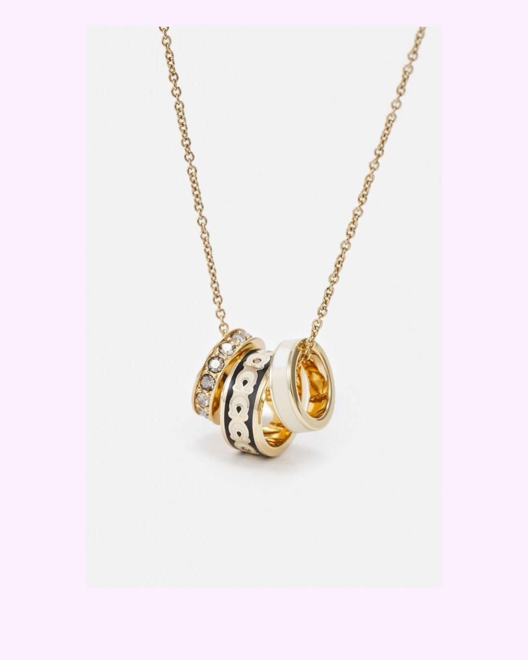 coach signature enamel ring with crystals.