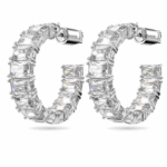 matrix octagon cut hoop earrings – white,