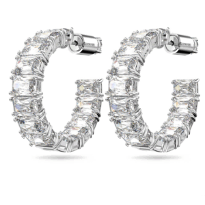 matrix octagon cut hoop earrings – white,